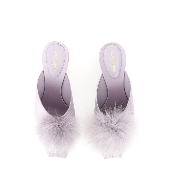 Saint Laurent Women Mule Mae In Satin Crepe - Picture 2 of 4